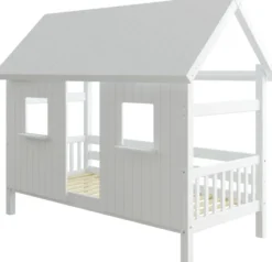 THUKA Nordic Hausbett Crossbar mit geschlossener Front und Dachpanele weiß