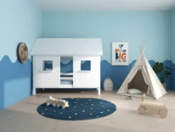 THUKA Nordic Hausbett Crossbar mit geschlossener Front und Dachpanele weiß