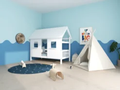 THUKA Nordic Hausbett Crossbar mit geschlossener Front und Dachpanele weiß