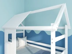 THUKA Nordic Hausbett Crossbar mit halb geschlossener Front und Dachpanele weiß
