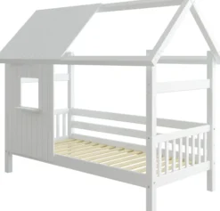 THUKA Nordic Hausbett Crossbar mit halb geschlossener Front und Dachpanele weiß
