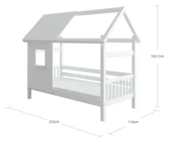 THUKA Nordic Hausbett Crossbar mit halb geschlossener Front und Dachpanele weiß