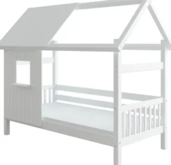 THUKA Nordic Hausbett Crossbar mit halb geschlossener Front und Dachpanele weiß