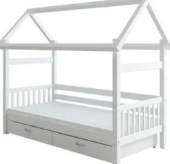 THUKA Nordic Hausbett Crossbar mit 2 Schubladen weiß