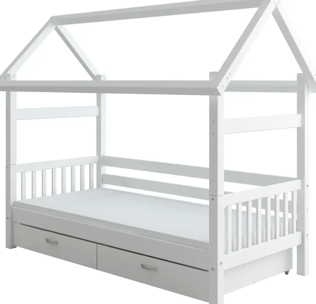 THUKA Nordic Hausbett Crossbar mit 2 Schubladen weiß