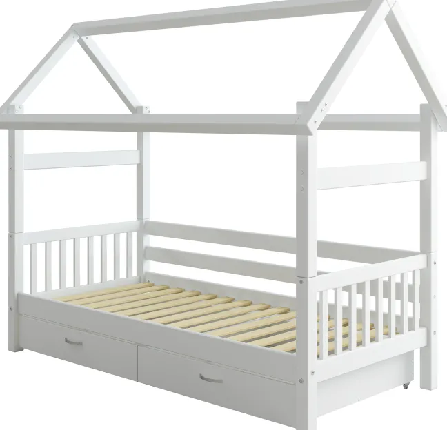 THUKA Nordic Hausbett Crossbar mit 2 Schubladen weiß