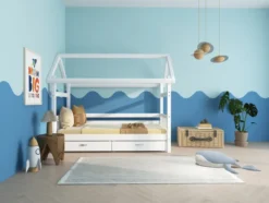 THUKA Nordic Hausbett Crossbar mit 2 Schubladen weiß