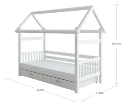 THUKA Nordic Hausbett Crossbar mit 2 Schubladen weiß