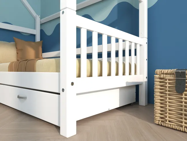 THUKA Nordic Hausbett Crossbar mit 2 Schubladen weiß