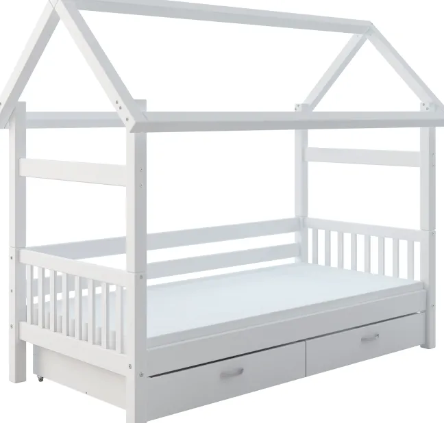 THUKA Nordic Hausbett Crossbar mit 2 Schubladen weiß