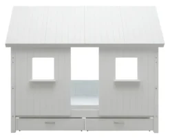 THUKA Nordic Hausbett Romantic mit geschlossener Front, Dachpanele und 2 Schubladen weiß