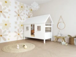 THUKA Nordic Hausbett Romantic mit geschlossener Front und Dachpanele weiß