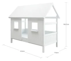 THUKA Nordic Hausbett Romantic mit geschlossener Front und Dachpanele weiß