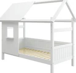 THUKA Nordic Hausbett Romantic mit halb geschlossener Front und Dachpanele weiß