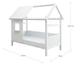 THUKA Nordic Hausbett Romantic mit halb geschlossener Front und Dachpanele weiß