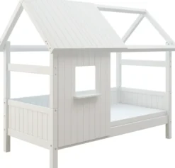 THUKA Nordic Hausbett Romantic mit halb geschlossener Front und Dachpanele weiß