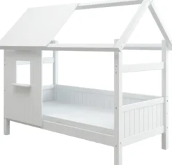 THUKA Nordic Hausbett Romantic mit halb geschlossener Front und Dachpanele weiß