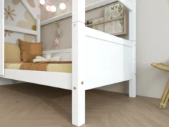THUKA Nordic Hausbett Romantic mit halb geschlossener Front und Dachpanele weiß