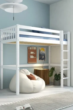 THUKA Nordic Hochbett Crossbar mit gerader Leiter weiß