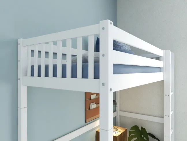 THUKA Nordic Hochbett Crossbar mit gerader Leiter weiß