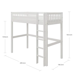 THUKA Nordic Hochbett Crossbar mit gerader Leiter weiß