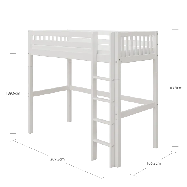 THUKA Nordic Hochbett Crossbar mit gerader Leiter weiß