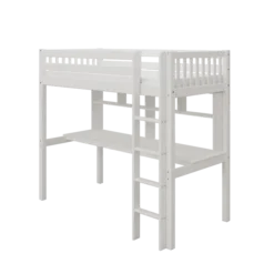 THUKA Nordic Hochbett Crossbar mit Schreibtisch und Regal weiß