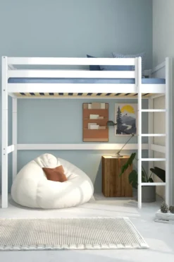 THUKA Nordic Hochbett Romantic mit gerader Leiter weiß
