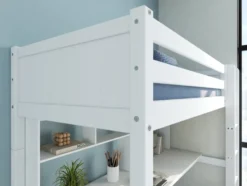 THUKA Nordic Hochbett Romantic mit Schreibtisch und Regal weiß
