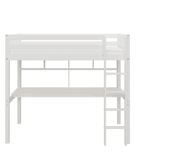 THUKA Nordic Hochbett Romantic mit Schreibtisch und Regal weiß