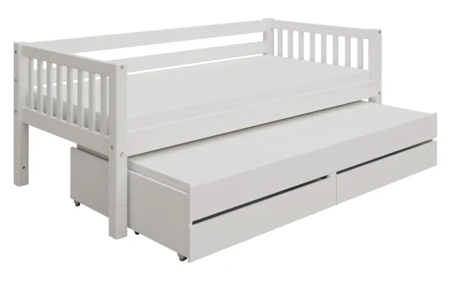 THUKA Nordic Kojenbett Crossbar mit Gästebett & 2 Schubladen weiß