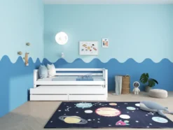 THUKA Nordic Kojenbett Crossbar mit Gästebett & 2 Schubladen weiß