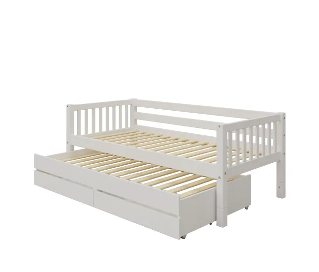 THUKA Nordic Kojenbett Crossbar mit Gästebett & 2 Schubladen weiß