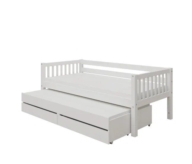 THUKA Nordic Kojenbett Crossbar mit Gästebett & 2 Schubladen weiß