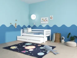 THUKA Nordic Kojenbett Crossbar mit Gästebett & 2 Schubladen weiß