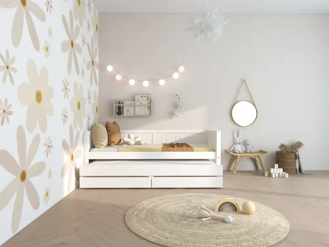 THUKA Nordic Kojenbett Romantic mit Gästebett & 2 Schubladen weiß