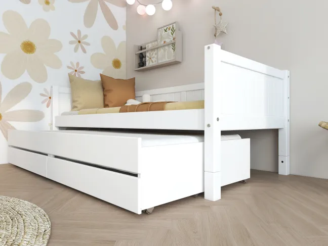 THUKA Nordic Kojenbett Romantic mit Gästebett & 2 Schubladen weiß