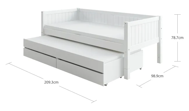 THUKA Nordic Kojenbett Romantic mit Gästebett & 2 Schubladen weiß