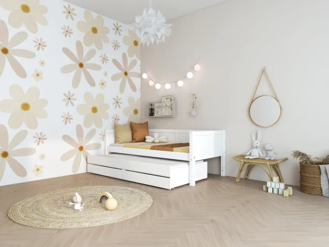 THUKA Nordic Kojenbett Romantic mit Gästebett & 2 Schubladen weiß