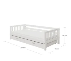 THUKA Nordic Tagesbett Crossbar mit 2 Schubladen weiß