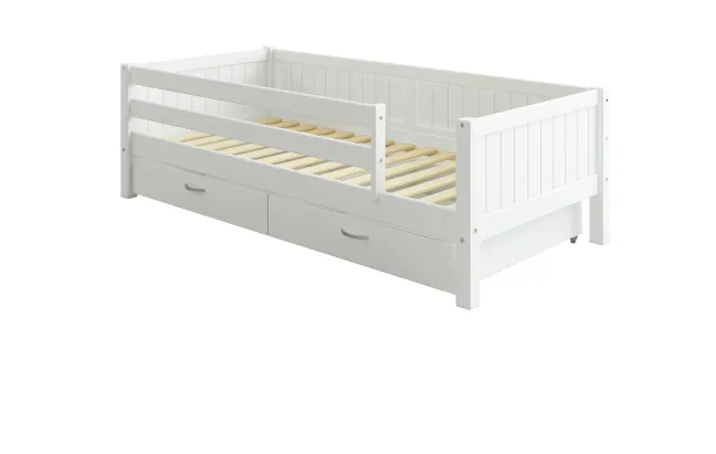 THUKA Nordic Tagesbett Romantic mit 3/4 Absturzsicherung und 2 Schubladen weiß