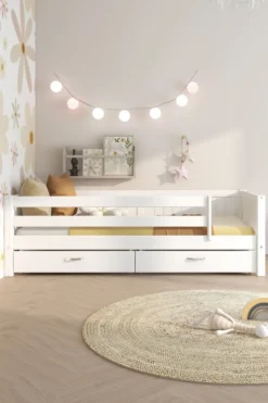 THUKA Nordic Tagesbett Romantic mit 3/4 Absturzsicherung und 2 Schubladen weiß