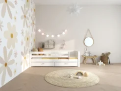 THUKA Nordic Tagesbett Romantic mit 3/4 Absturzsicherung und 2 Schubladen weiß