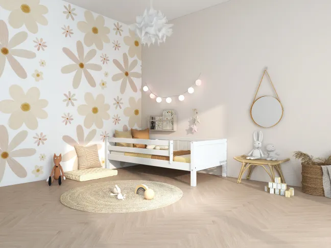 THUKA Nordic Tagesbett Romantic mit 3/4 Front und hinterer Absturzsicherung weiß