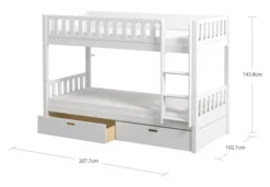THUKA Viggo Etagenbett 90x200cm mit Bettkästen weiß