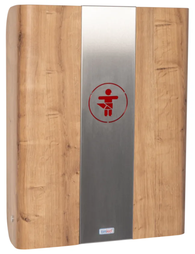 Timkid KAWAmidi Wickeltisch modern and slim Edelstahl/Eiche Dekor/anthrazit