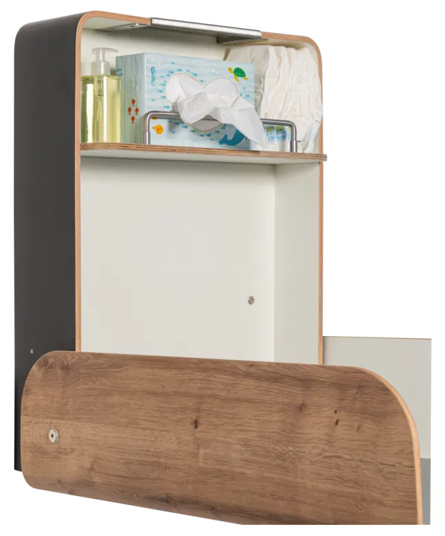 Timkid KAWAmidi Wickeltisch modern and slim weiß/Eiche Dekor/anthrazit