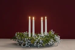 UYUNI Geschenkbox LED 4 Stabkerzen mit Kerzenhalter und Fernbedienung Smooth Nordic white