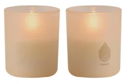 UYUNI LED Kerze im Glas 6x7 cm (2 Stück) beige