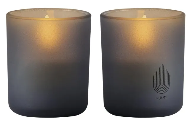 UYUNI LED Kerze im Glas 6x7 cm (2 Stück) grey